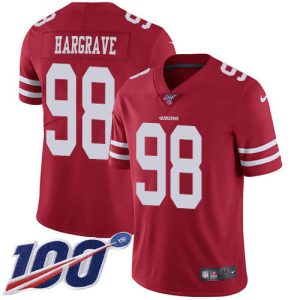 49ers #98 javon hargrave red team color men's stitched nfl 100th season vapor limited cheap jersey