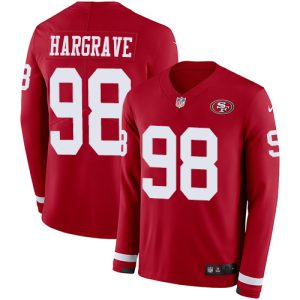 49ers #98 javon hargrave red team color men's stitched nfl limited therma long sleeve cheap jersey