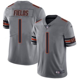 Bears #1 Justin Fields Silver Men's Stitched NFL Limited Inverted Legend Jersey