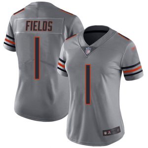 bears #1 justin fields silver women's stitched nfl limited inverted legend cheap jersey