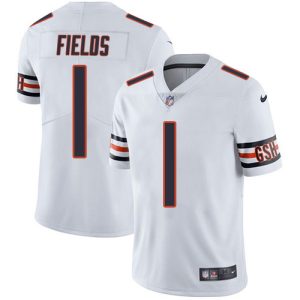 Bears #1 Justin Fields White White Men's Stitched NFL Vapor Untouchable Limited Jersey