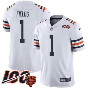 bears #1 justin fields white youth stitched nfl 100th season vapor limited cheap jersey