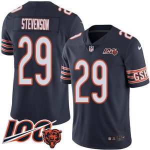 bears #29 tyrique stevenson navy blue team color men's stitched nfl 100th season vapor limited cheap jersey