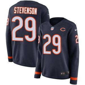 Bears #29 Tyrique Stevenson Navy Blue Team Color Women's Stitched NFL Limited Therma Long Sleeve Jersey