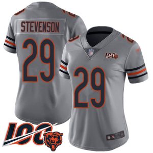 Bears #29 Tyrique Stevenson Silver Women's Stitched NFL Limited Inverted Legend 100th Season Jersey