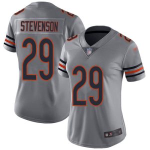 Bears #29 Tyrique Stevenson Silver Women's Stitched NFL Limited Inverted Legend Jersey