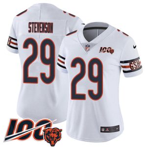 Bears #29 Tyrique Stevenson White Women's Stitched NFL 100th Season Vapor Limited Jersey