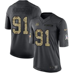 cheap Bengals #91 Trey Hendrickson Black Men's Stitched NFL Limited 2016 Salute to Service Jersey