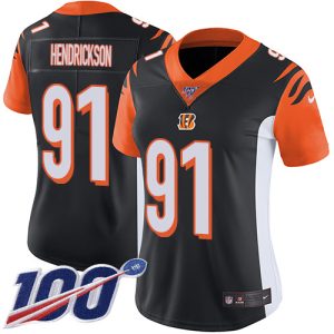 wholesale Bengals #91 Trey Hendrickson Black Team Color Women's Stitched NFL 100th Season Vapor Untouchable Limited Jersey