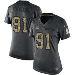 Bengals #91 Trey Hendrickson Black Women's Stitched NFL Limited 2016 Salute to Service Jersey