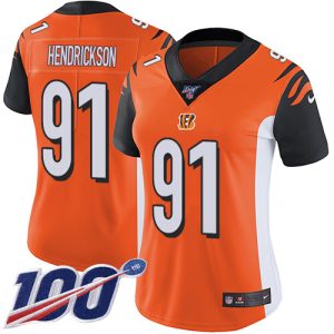 cheap Bengals #91 Trey Hendrickson Orange Alternate Women's Stitched NFL 100th Season Vapor Untouchable Limited Jersey