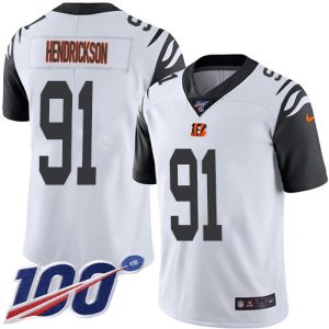 cheap Bengals #91 Trey Hendrickson White Men's Stitched NFL Limited Rush 100th Season Jersey