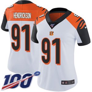 cheap Bengals #91 Trey Hendrickson White Women's Stitched NFL 100th Season Vapor Untouchable Limited Jersey