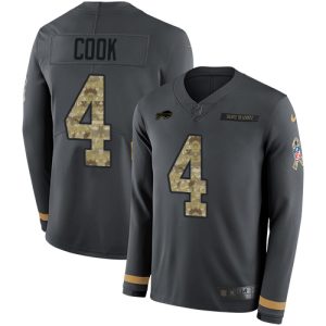 Bills #4 James Cook Anthracite Salute to Service Youth Stitched NFL Limited Therma Long Sleeve Jersey