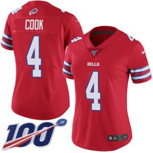 bills #4 james cook red women's stitched nfl limited rush 100th season cheap jersey