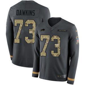 Bills #73 Dion Dawkins Anthracite Salute to Service Youth Stitched NFL Limited Therma Long Sleeve Jersey