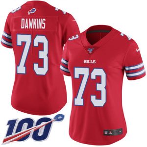 Bills #73 Dion Dawkins Red Women's Stitched NFL Limited Rush 100th Season Jersey