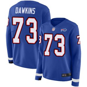 bills #73 dion dawkins royal blue team color women's stitched nfl limited therma long sleeve cheap jersey