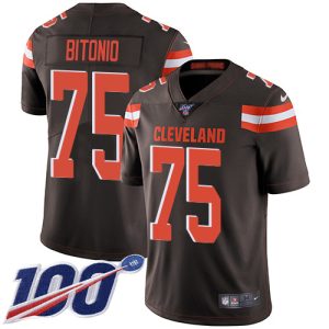 browns #75 joel bitonio brown team color men's stitched nfl 100th season vapor untouchable limited cheap jersey