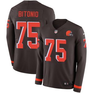 browns #75 joel bitonio brown team color men's stitched nfl limited therma long sleeve cheap jersey