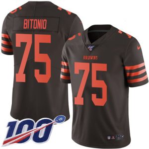 cheap Browns #75 Joel Bitonio Brown Youth Stitched NFL Limited Rush 100th Season Jersey