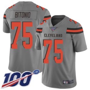 browns #75 joel bitonio gray men's stitched nfl limited inverted legend 100th season wholesale jersey