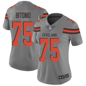 Browns #75 Joel Bitonio Gray Women's Stitched NFL Limited Inverted Legend Jersey