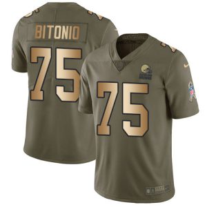 cheap Browns #75 Joel Bitonio Olive/Gold Men's Stitched NFL Limited 2017 Salute To Service Jersey