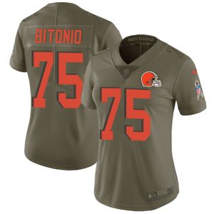 Browns #75 Joel Bitonio Olive Women's Stitched NFL Limited 2017 Salute To Service Jersey