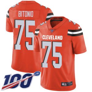 browns #75 joel bitonio orange alternate youth stitched nfl 100th season vapor untouchable limited cheap jersey