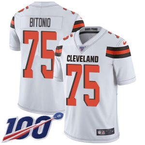 browns #75 joel bitonio white men's stitched nfl 100th season vapor untouchable limited cheap jersey