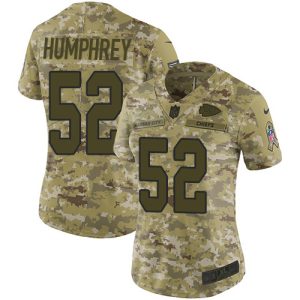 Chiefs #52 Creed Humphrey Camo Women's Stitched NFL Limited 2018 Salute to Service Jersey