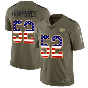 cheap Chiefs #52 Creed Humphrey Olive/USA Flag Youth Stitched NFL Limited 2017 Salute To Service Jersey