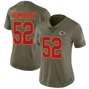 Chiefs #52 Creed Humphrey Olive Women's Stitched NFL Limited 2017 Salute to Service Jersey