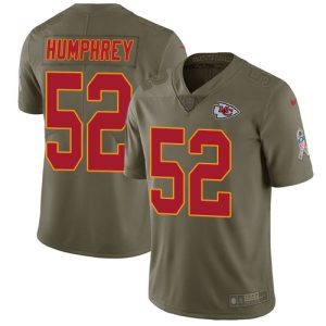 Chiefs #52 Creed Humphrey Olive Youth Stitched NFL Limited 2017 Salute to Service Jersey