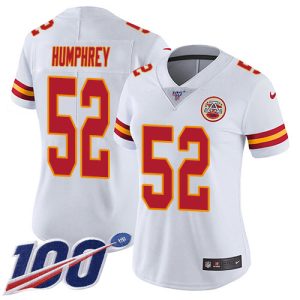 Chiefs #52 Creed Humphrey White Women's Stitched NFL 100th Season Vapor Limited Jersey