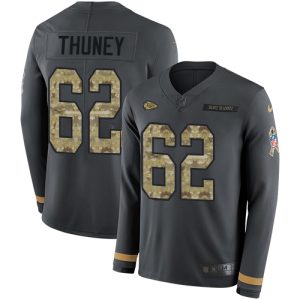 cheap Chiefs #62 Joe Thuney Anthracite Salute to Service Men's Stitched NFL Limited Therma Long Sleeve Jersey