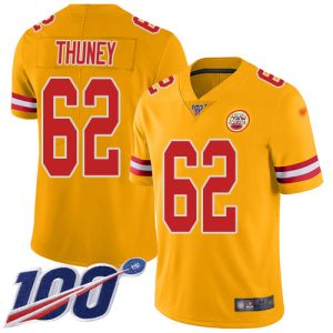 Chiefs #62 Joe Thuney Gold Men's Stitched NFL Limited Inverted Legend 100th Season Jersey