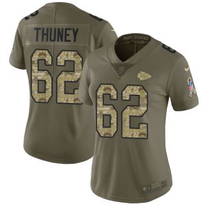 Chiefs #62 Joe Thuney Olive/Camo Women's Stitched NFL Limited 2017 Salute to Service Jersey