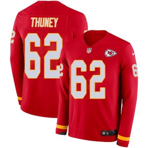 Chiefs #62 Joe Thuney Red Team Color Men's Stitched NFL Limited Therma Long Sleeve Jersey