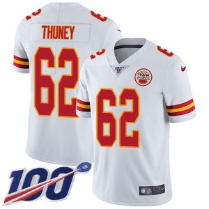 Chiefs #62 Joe Thuney White Youth Stitched NFL 100th Season Vapor Limited Jersey