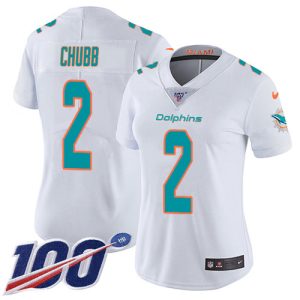 Dolphins #2 Bradley Chubb White Women's Stitched NFL 100th Season Vapor Untouchable Limited Jersey