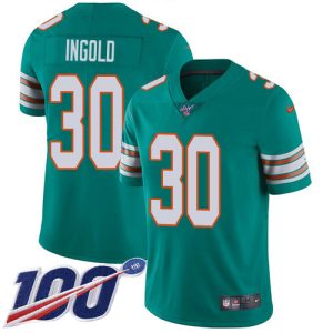 dolphins #30 alec ingold aqua green alternate men's stitched nfl 100th season vapor untouchable limited cheap jersey