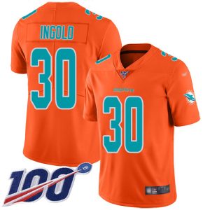 cheap Dolphins #30 Alec Ingold Orange Men's Stitched NFL Limited Inverted Legend 100th Season Jersey