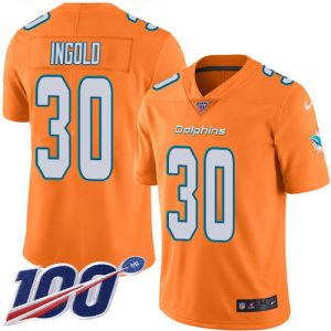 Dolphins #30 Alec Ingold Orange Men's Stitched NFL Limited Rush 100th Season Jersey