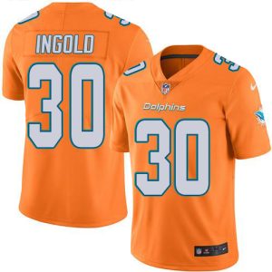 cheap Dolphins #30 Alec Ingold Orange Men's Stitched NFL Limited Rush Jersey