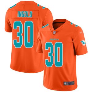 Dolphins #30 Alec Ingold Orange Youth Stitched NFL Limited Inverted Legend Jersey