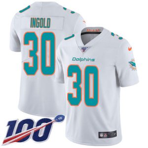 Dolphins #30 Alec Ingold White Men's Stitched NFL 100th Season Vapor Limited Jersey