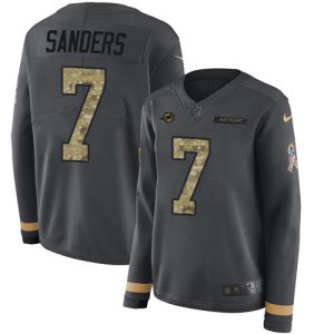 cheap Dolphins #7 Jason Sanders Anthracite Salute to Service Women's Stitched NFL Limited Therma Long Sleeve Jersey