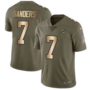 Dolphins #7 Jason Sanders Olive/Gold Youth Stitched NFL Limited 2017 Salute To Service Jersey